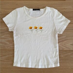 Brandy Melville white floral crop t-shirt